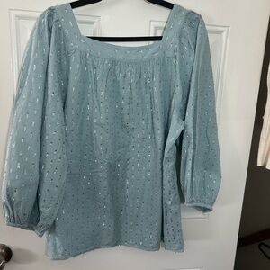 LC Lauren Conrad XL Light Blue Blouse with Silver Accents